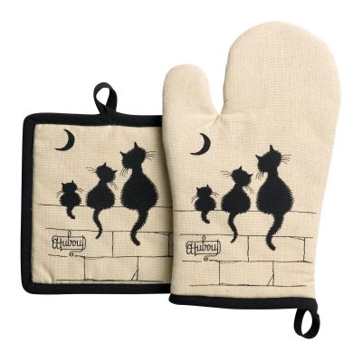 Dubout 3-teiliges Set aus Handschuhen und Topflappen für Katzen Beige 18 X 28