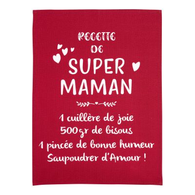 Super Maman Message Geschirrtuch Rouge 50 X 70
