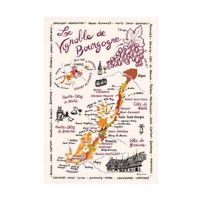 Geschirrtuch La Carte Des Bourgognes 48 X 72